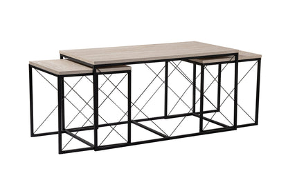 Τραπεζάκι Σαλονιού Set Travertine - Μαύρο 100 x 50 x 52 εκ GR854KLN4754