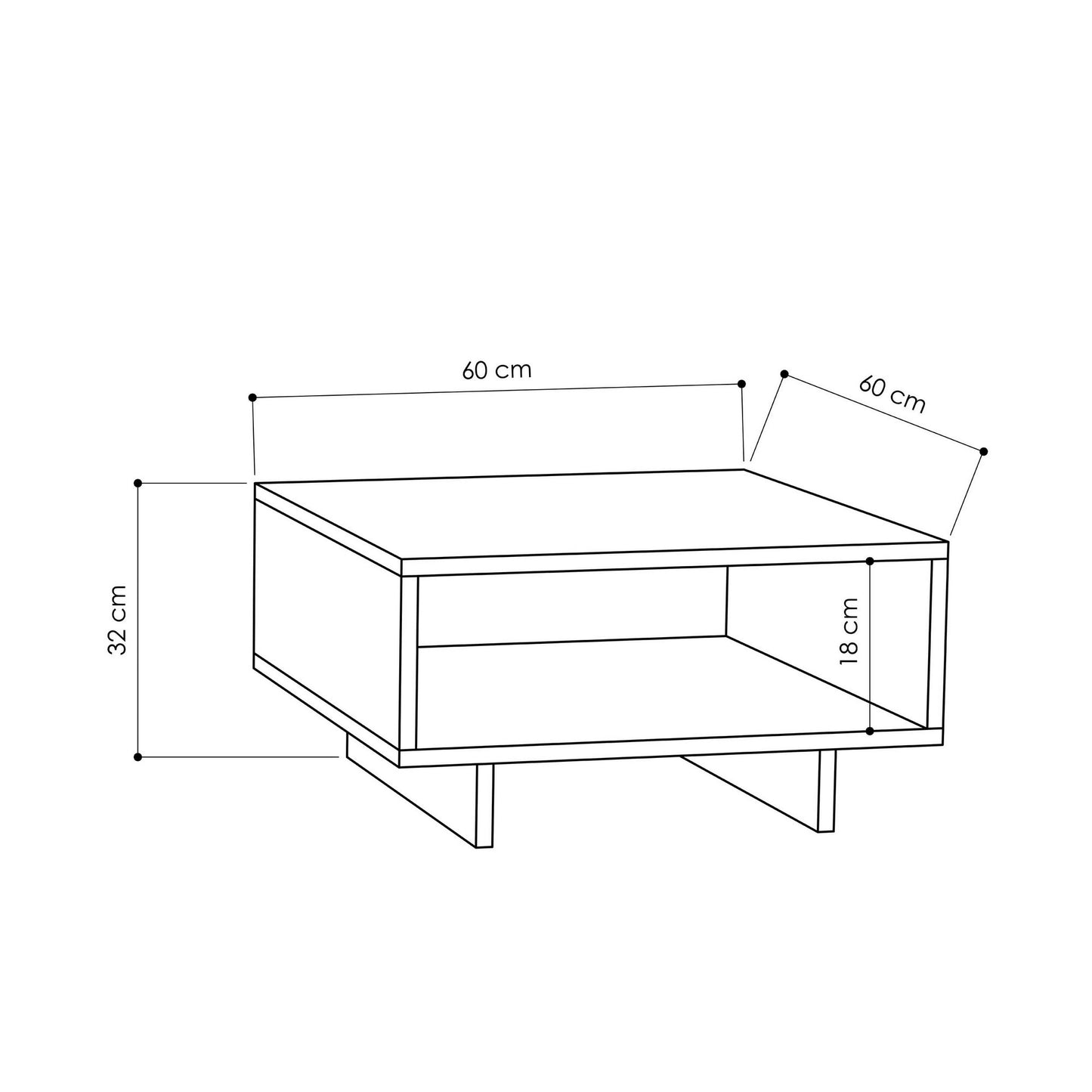 Τραπεζάκι Σαλονιού Λευκό - Ανθρακί 60 x 60 x 32 εκ GR855DTE2806
