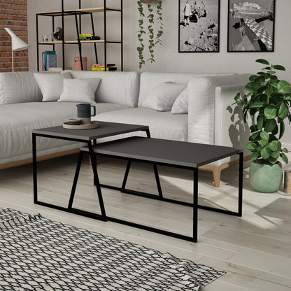 Τραπεζάκι Σαλονιού Set Ανθρακί - Μαύρο 88 x 50 x 38 εκ GR855DTE2914