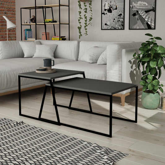 Τραπεζάκι Σαλονιού Set Ανθρακί - Μαύρο 88 x 50 x 38 εκ GR855DTE2914