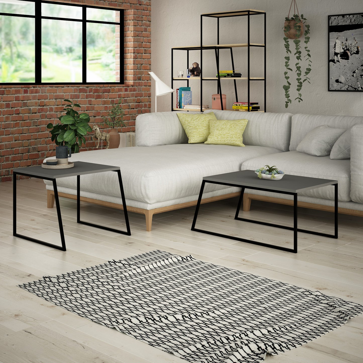 Τραπεζάκι Σαλονιού Set Ανθρακί - Μαύρο 88 x 50 x 38 εκ GR855DTE2914