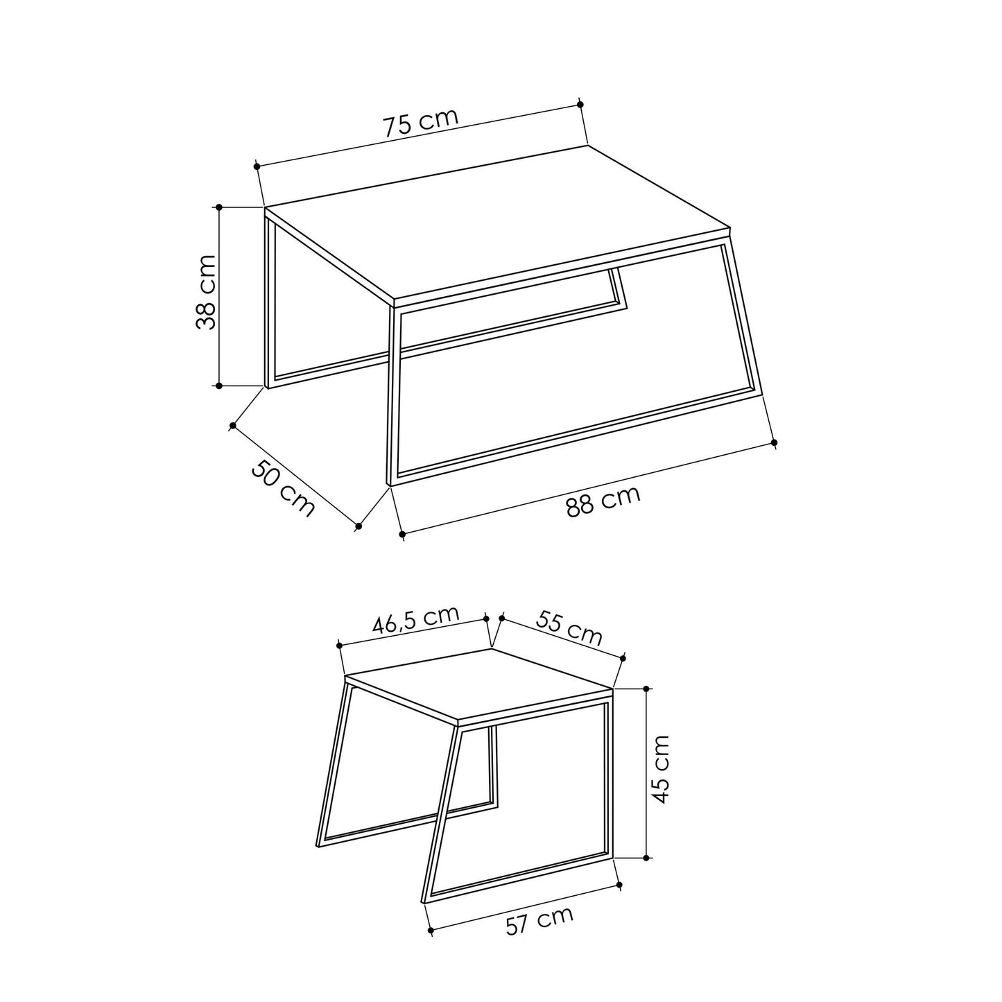 Τραπεζάκι Σαλονιού Set Ανθρακί - Μαύρο 88 x 50 x 38 εκ GR855DTE2914