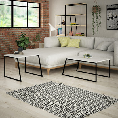 Τραπεζάκι Σαλονιού Set Λευκό - Μαύρο 88 x 50 x 38 εκ GR855DTE2915