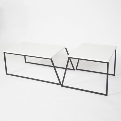 Τραπεζάκι Σαλονιού Set Λευκό - Μαύρο 88 x 50 x 38 εκ GR855DTE2915
