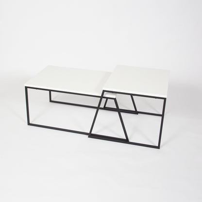 Τραπεζάκι Σαλονιού Set Λευκό - Μαύρο 88 x 50 x 38 εκ GR855DTE2915