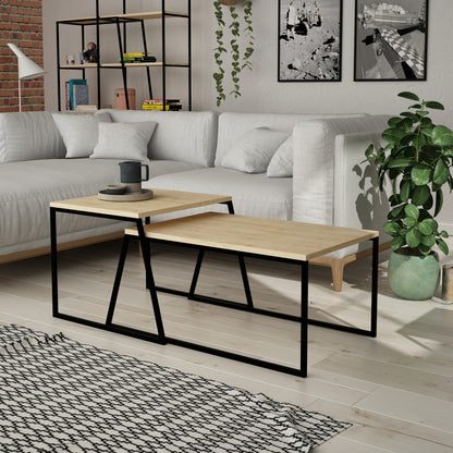 Τραπεζάκι Σαλονιού Set Δρυς - Μαύρο 88 x 50 x 38 εκ GR855DTE2917
