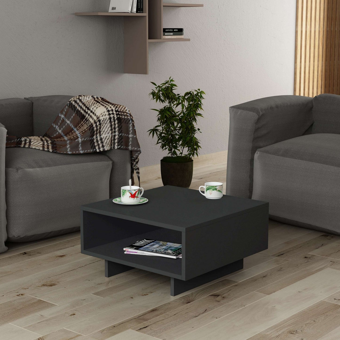 Τραπεζάκι Σαλονιού Ανθρακί 60 x 60 x 32 εκ GR855DTE2977