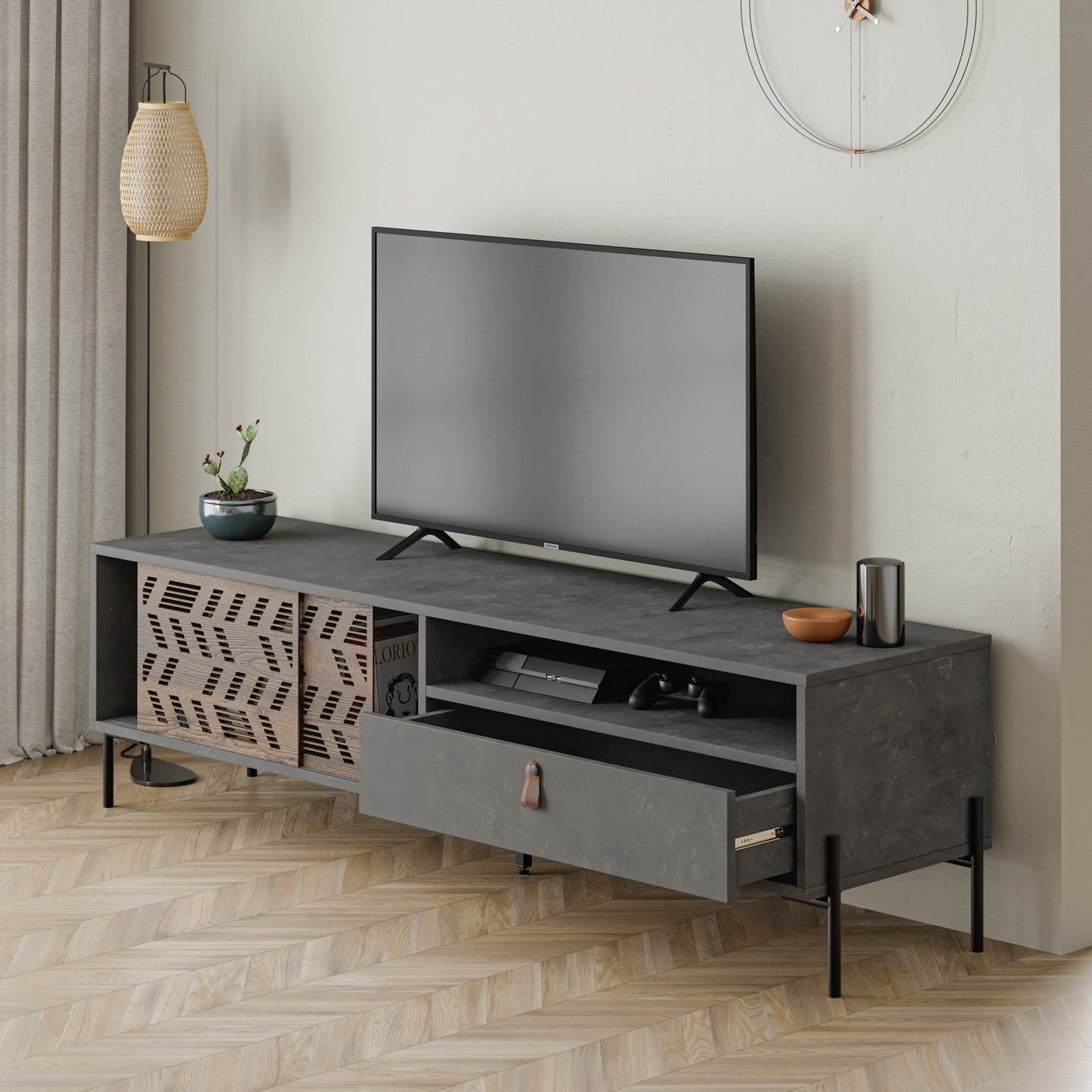 Έπιπλο Τηλεόρασης TV Βάση Σύνθεση Γκρι | 855DTE3129