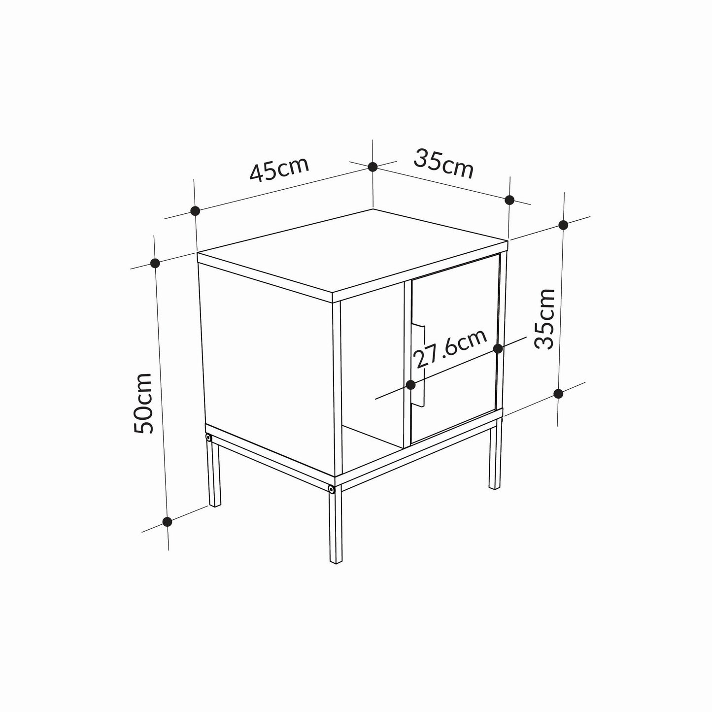Κομοδίνο Βοηθητικό Τραπεζάκι 38,5x54x16,8 εκ. | 855DTE3568