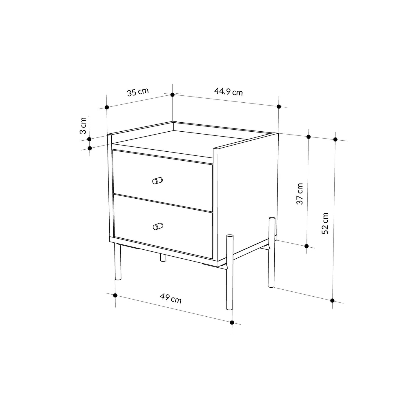 Κομοδίνο Βοηθητικό Τραπεζάκι 38,2x65,5x19,2 εκ. | 855DTE3574