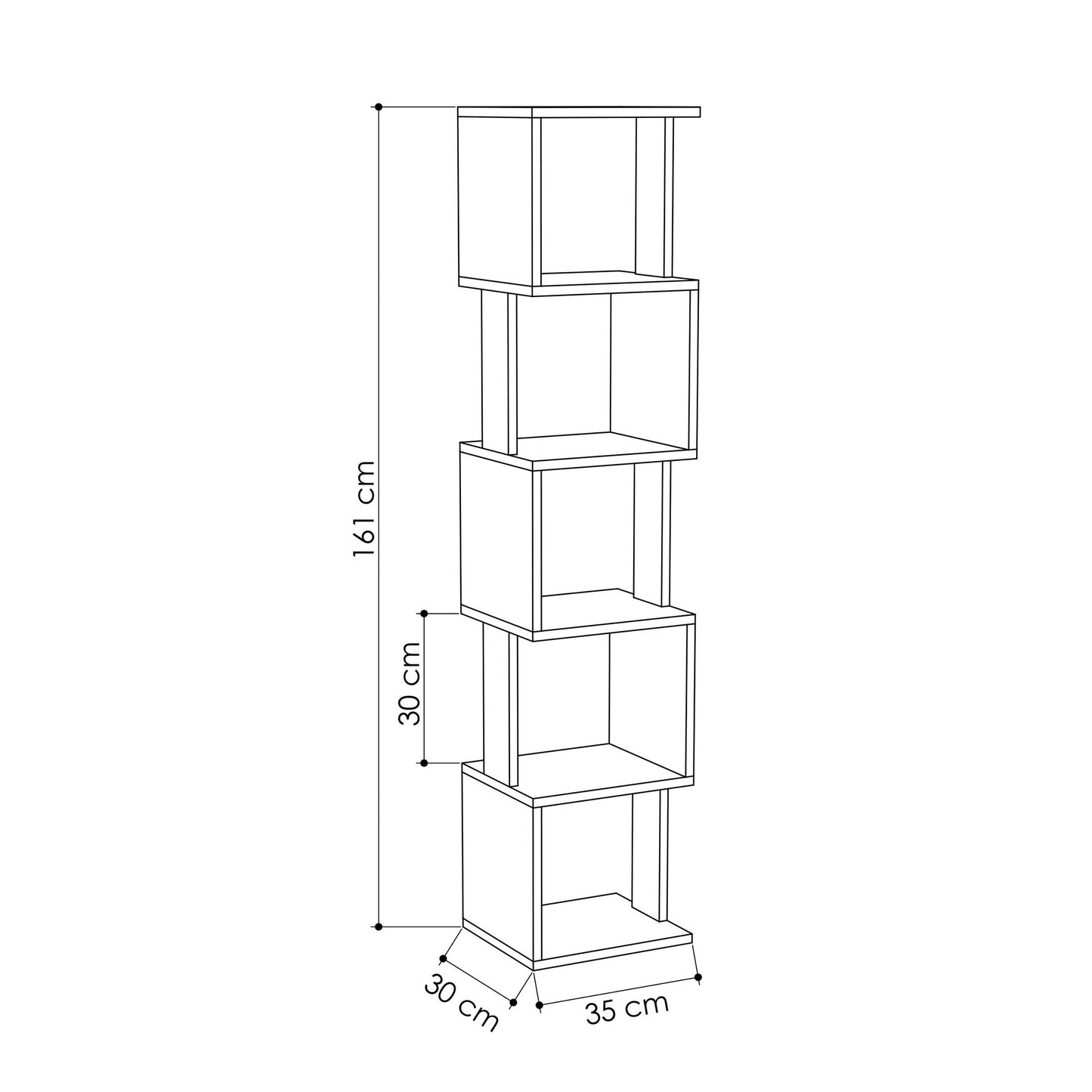 Βιβλιοθήκη 35 × 30 × 161 εκ. Λευκό Light Mocha GR855DTE3703