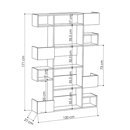 Βιβλιοθήκη 120 × 27 × 171 εκ. Δρυς Ανθρακί GR855DTE3722