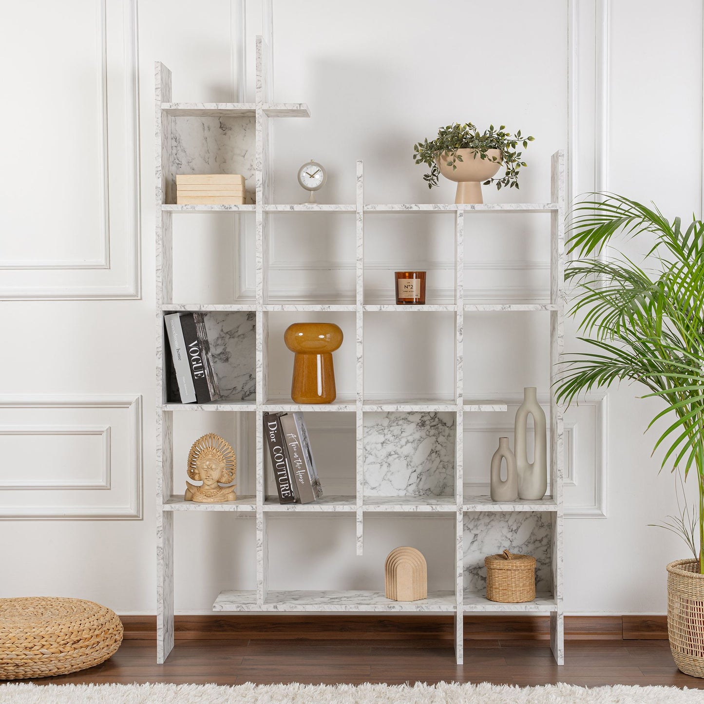 Βιβλιοθήκη 122 × 25,5 × 188 εκ. Carrara Marble GR855DTE3787