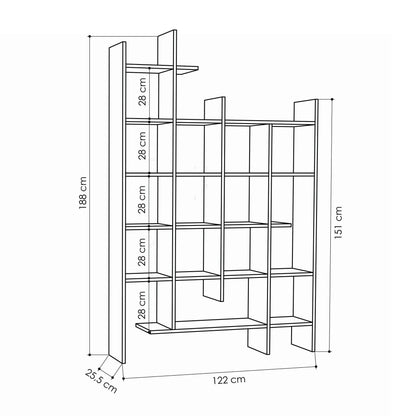 Βιβλιοθήκη 122 × 25,5 × 188 εκ. Carrara Marble GR855DTE3787