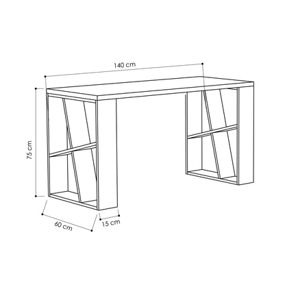 Γραφείο Υπολογιστή και Μελέτης 140x75x60 εκ. Λευκό Δρυς | 855DTE3813