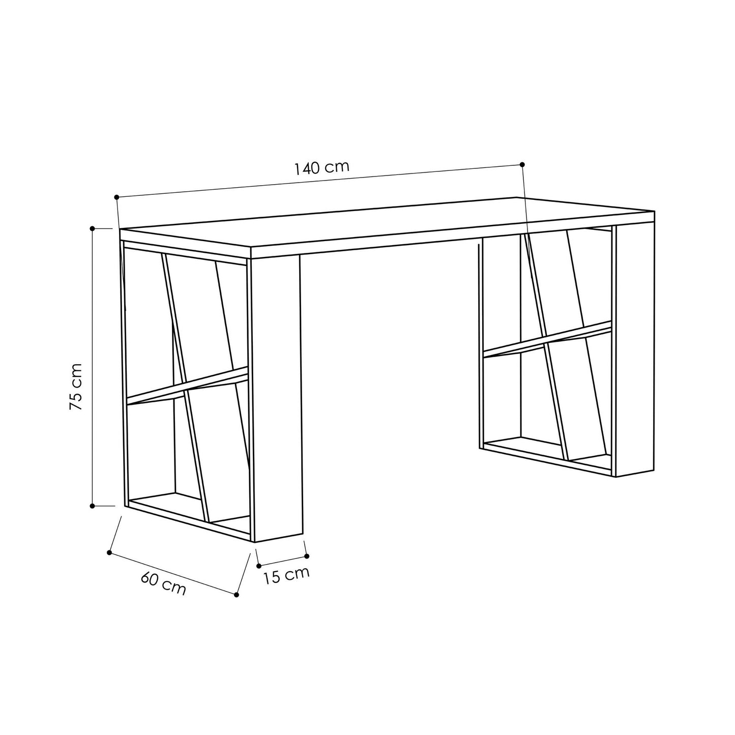Γραφείο Υπολογιστή και Μελέτης 140x75x60 εκ. Λευκό Ανθρακί | 855DTE3814