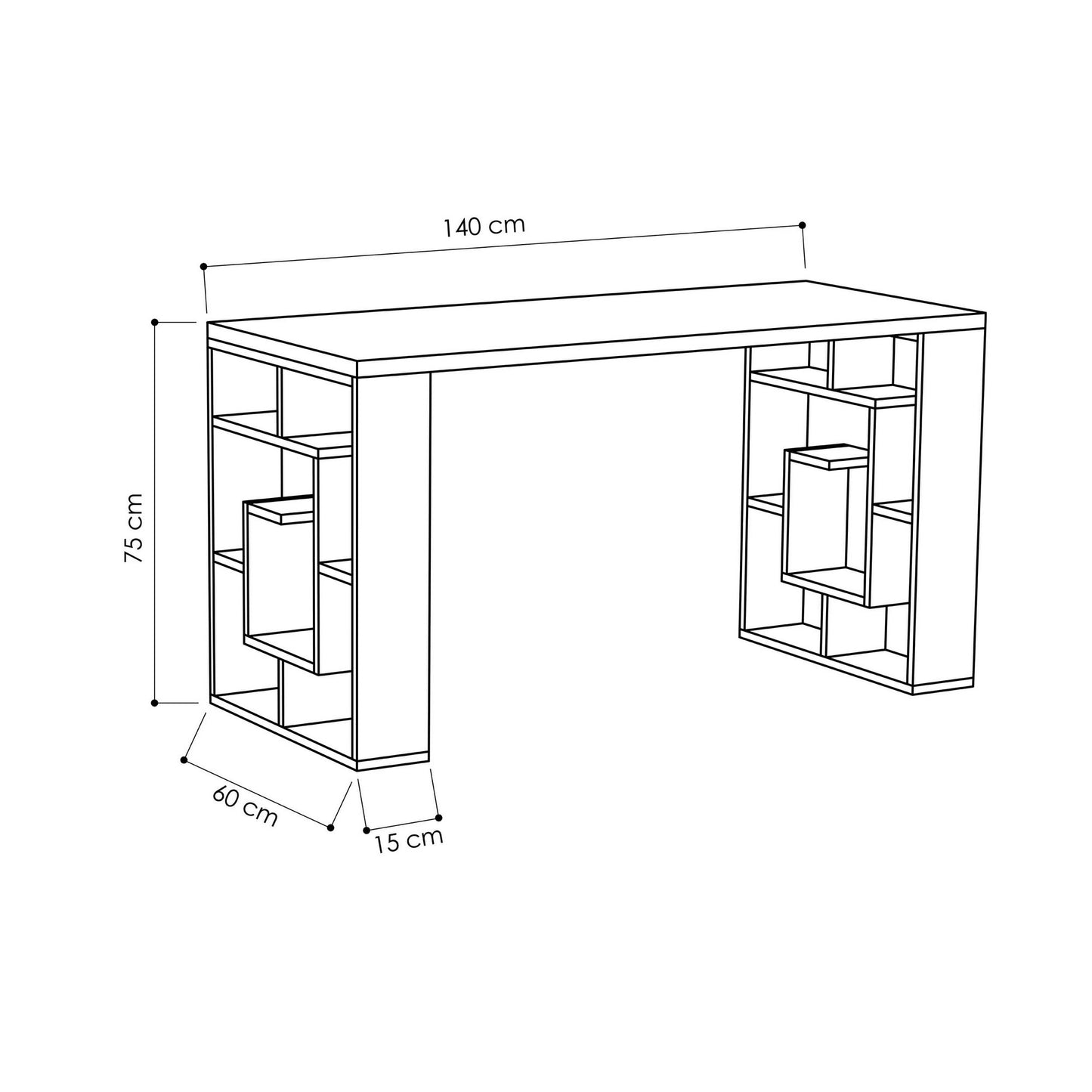 Γραφείο Υπολογιστή και Μελέτης 140x75x60 εκ. Λευκό Δρυς | 855DTE3835