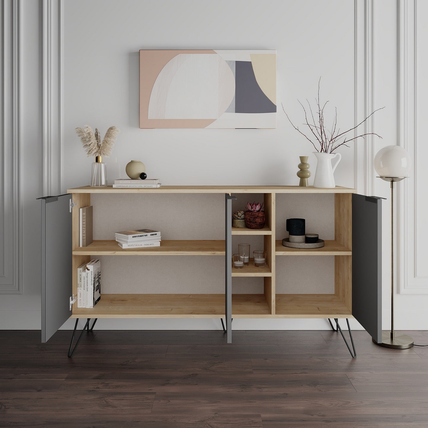 Μπουφές Δρυς
Ανθρακί 142x35,6x83cm | 855DTE4209
