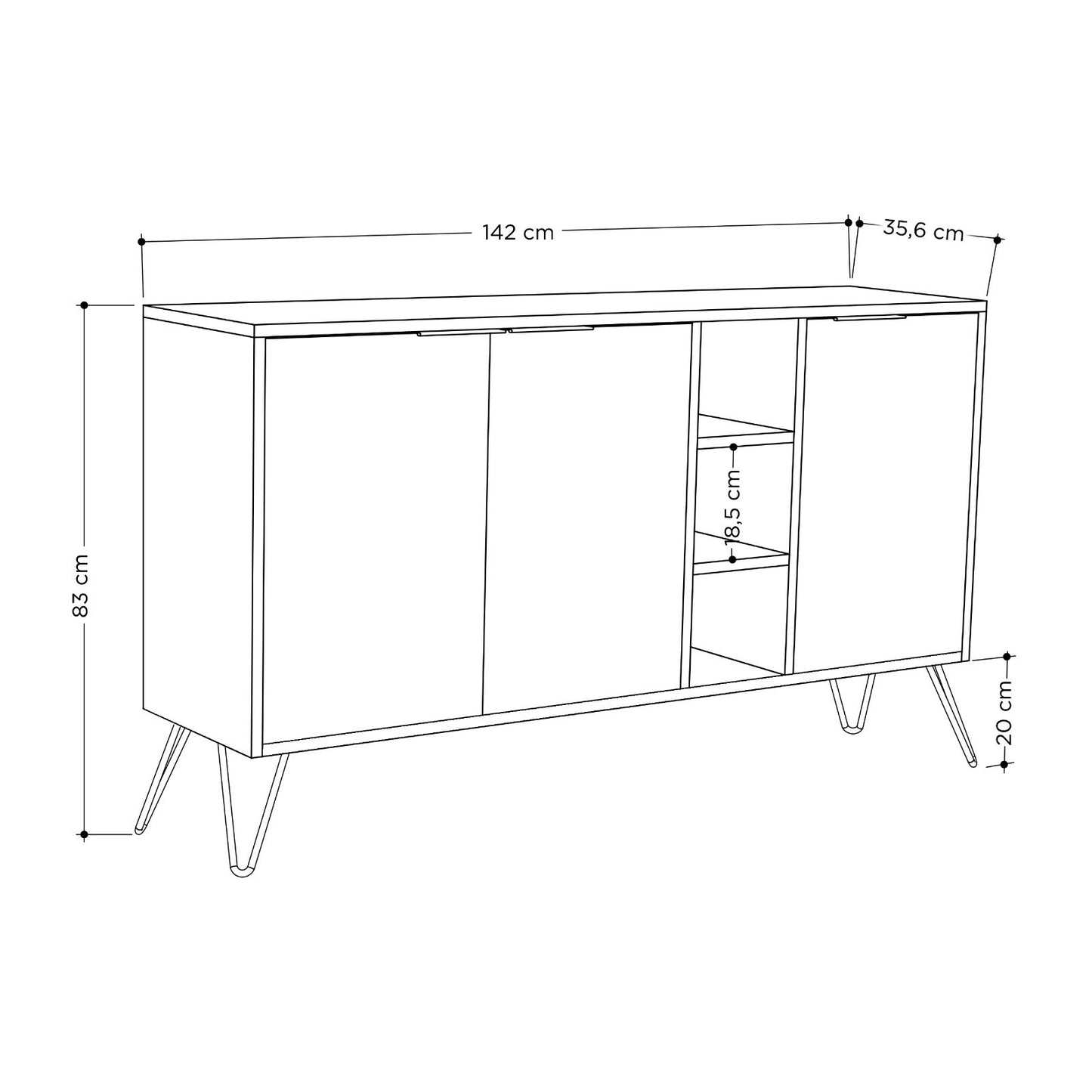 Μπουφές Δρυς
Ανθρακί 142x35,6x83cm | 855DTE4209