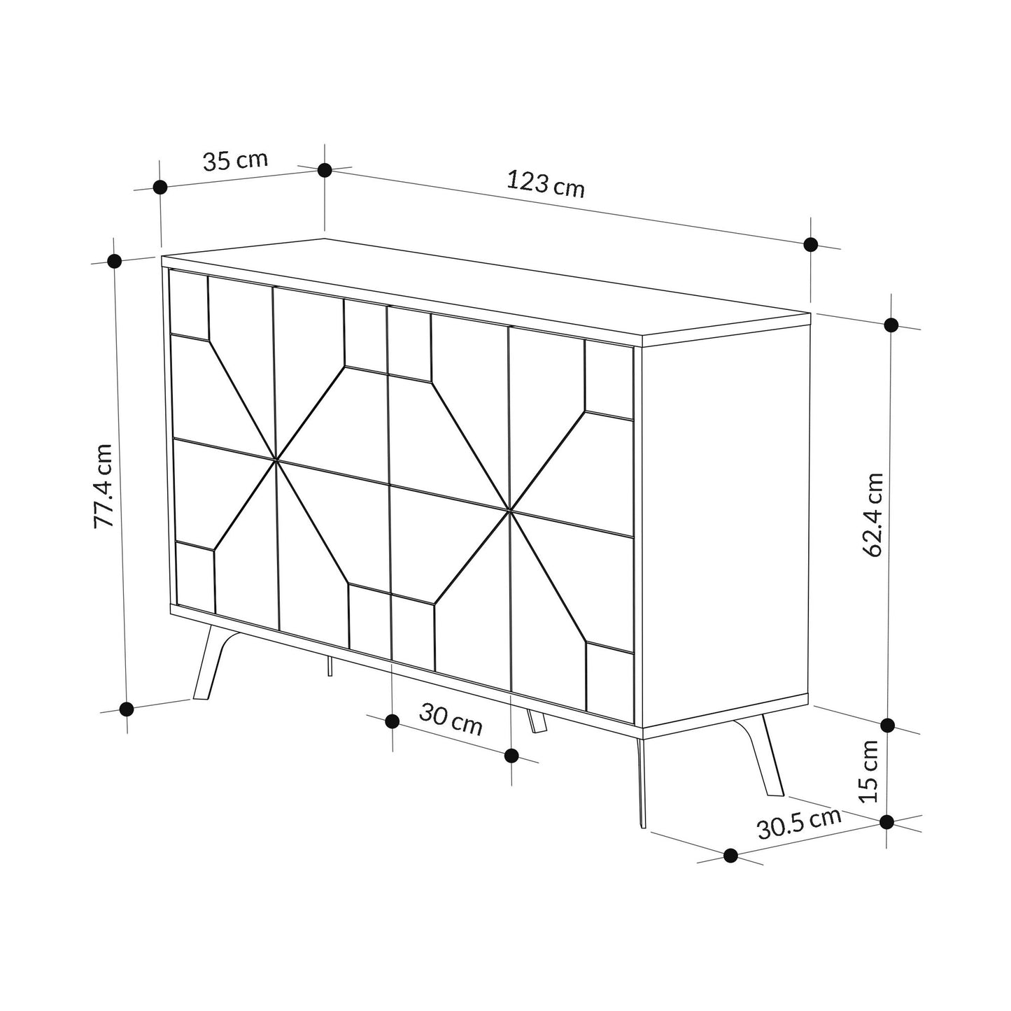 Μπουφές Λευκό 123x35x62,4cm | 855DTE4215