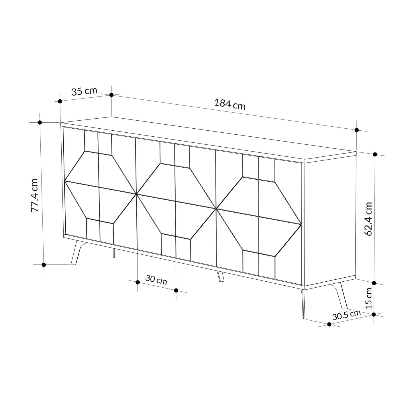 Μπουφές Light Mocha 184x35x77,4cm | 855DTE4234