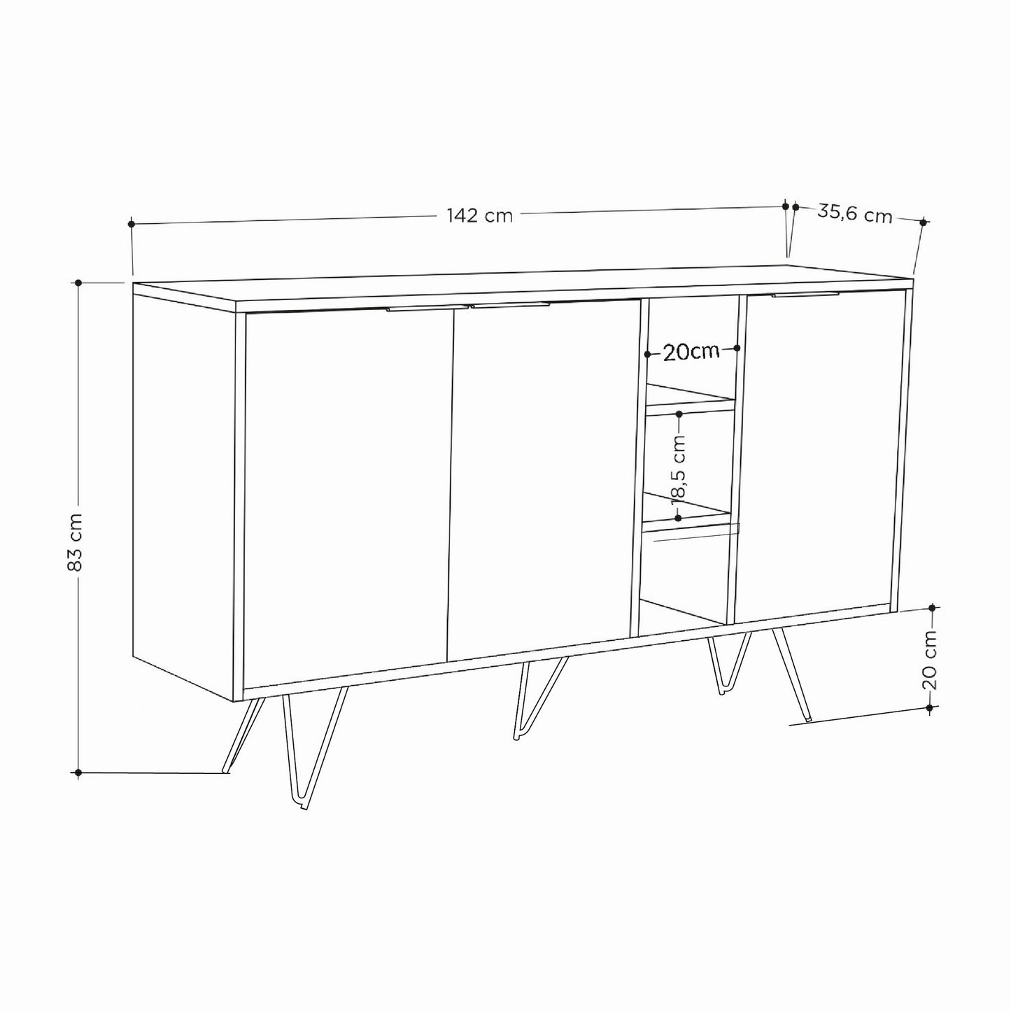 Μπουφές Sandstone
Δρυς 142x35,6x83cm | 855DTE4254
