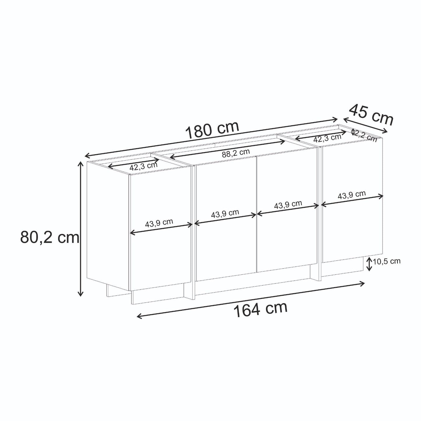 Κονσόλα Μπουφές 180x80x45 εκ Μινκ / Δρυς Sapphire 855DTE4255