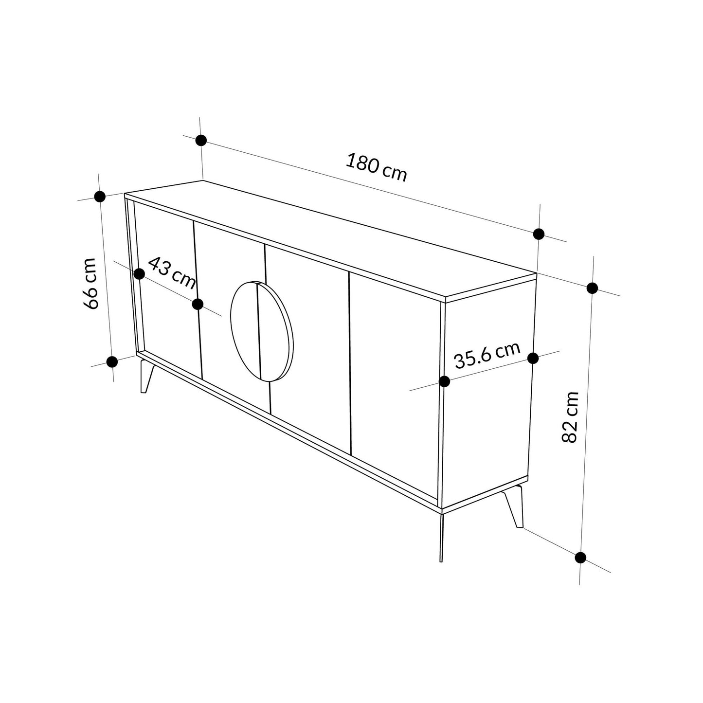 Μπουφές Hitit 180x35,6x82cm | 855DTE4258
