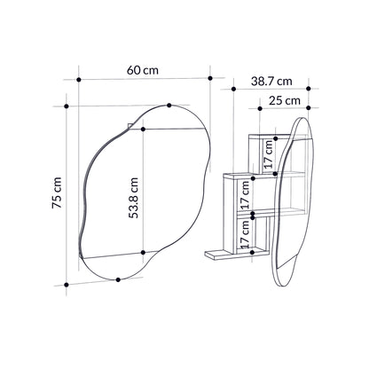 Ντουλάπι Μπάνιου Πολυτελής Καθρέφτης Επιτοίχιος Διάφορα Χρώματα 75x60 εκ 855DTE5114