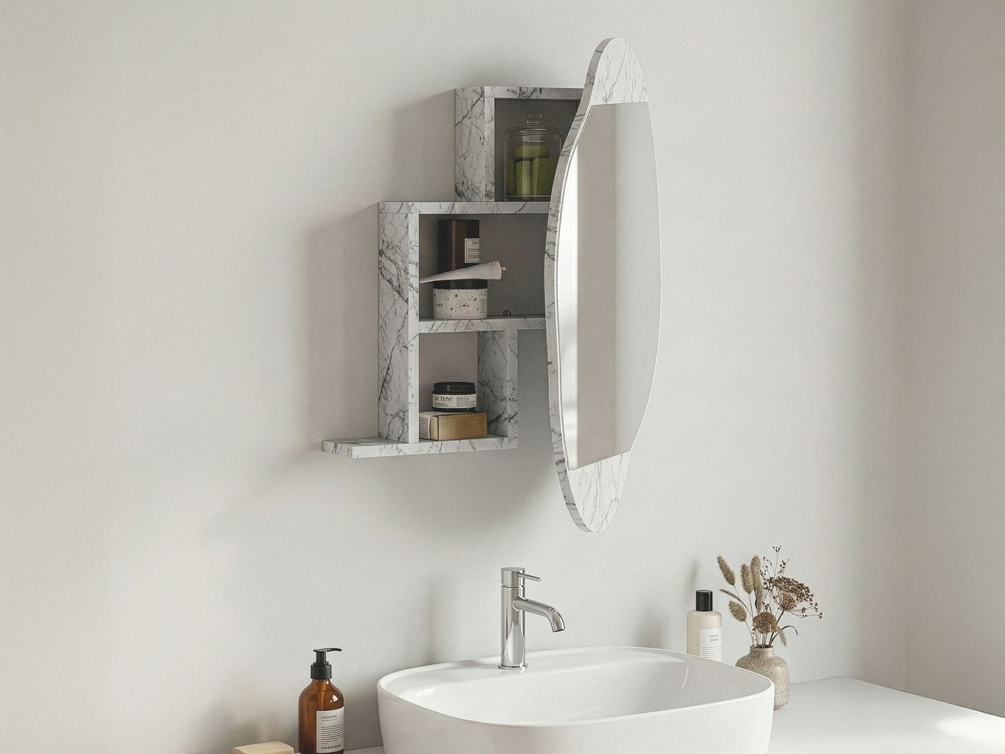 Ντουλάπι Καθρέφτης Μπάνιου 60x75x13 εκ. Carrara | 855DTE5114