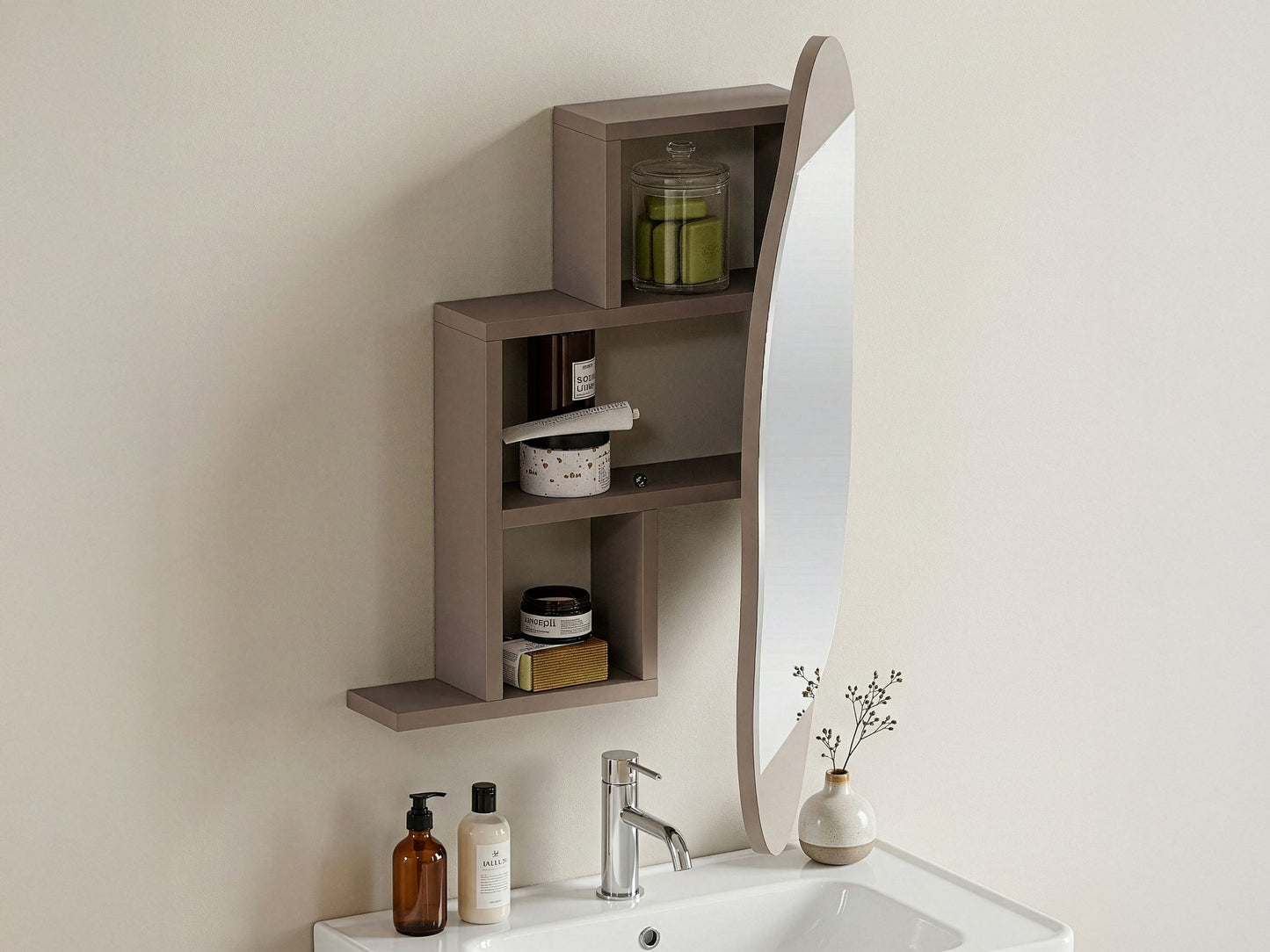 Ντουλάπι Καθρέφτης Μπάνιου 60x75x13 εκ. Light Mocha | 855DTE5115