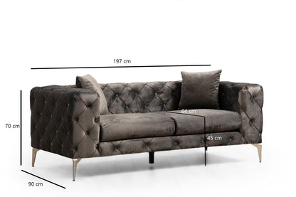 Πολυτελής Διθέσιος Καναπές Ανθρακί με Μαξιλάρια Βελούδινος με Αφαιρούμενο Κάλλυμα Μαξιλαριού 859FTN2032