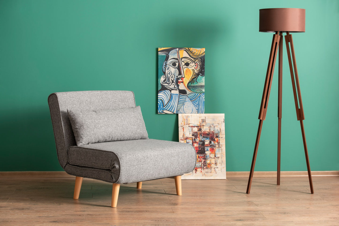 Καναπές Κρεβάτι με Ρυθμιζόμενη Πλάτη Πολυθρόνα Κρεμ Γκρι 859FTN2331