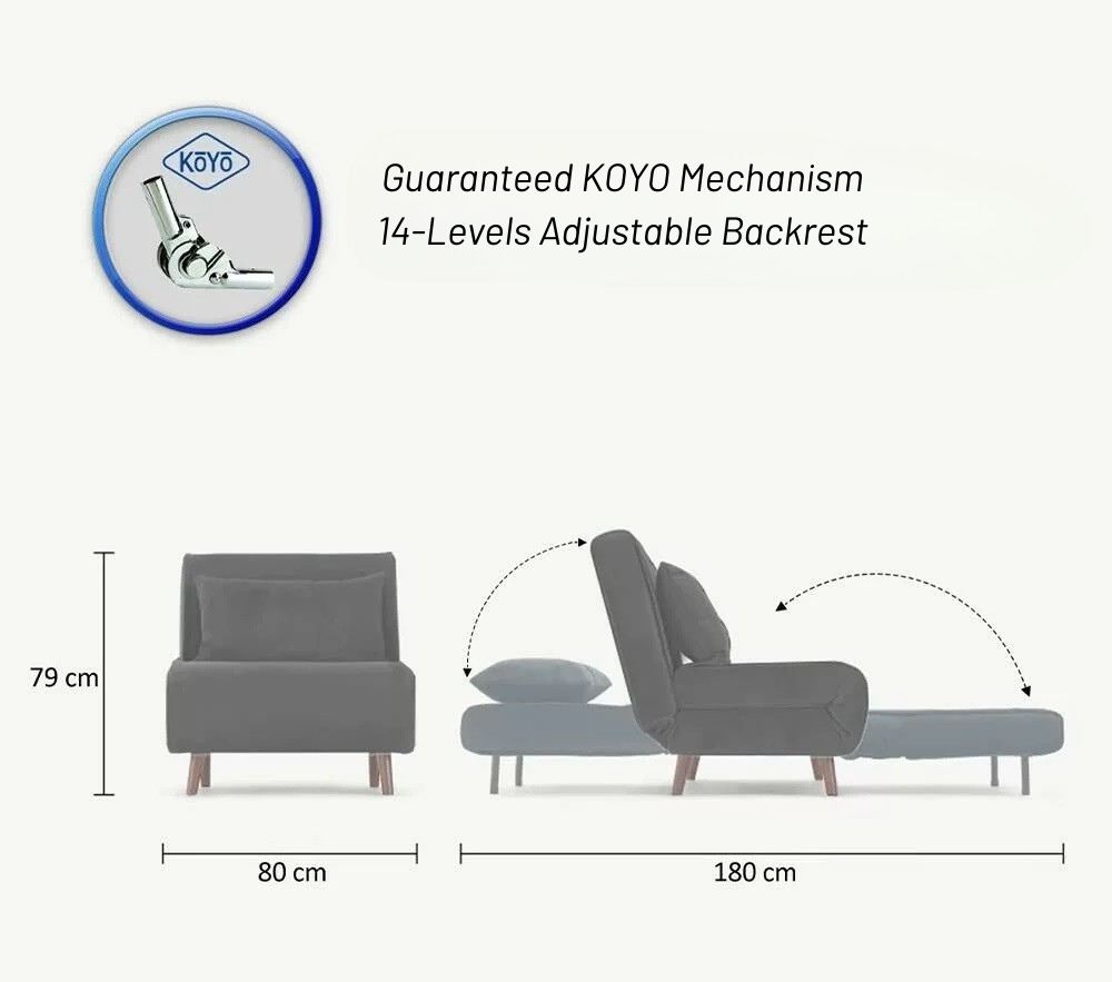 Καναπές Κρεβάτι με Ρυθμιζόμενη Πλάτη Πολυθρόνα Κρεμ Γκρι 859FTN2331