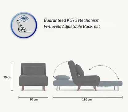 Καναπές Κρεβάτι με Ρυθμιζόμενη Πλάτη Πολυθρόνα Κρεμ Γκρι 859FTN2331