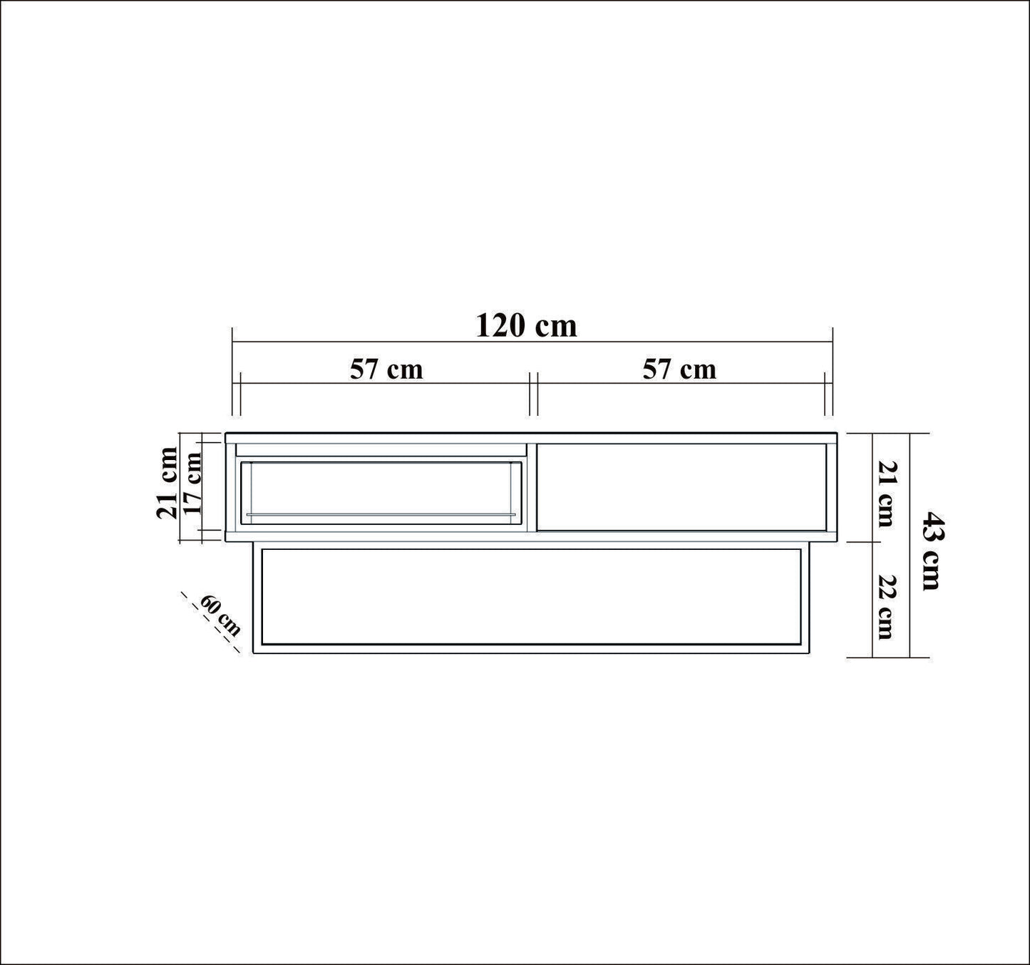 Τραπεζάκι Σαλονιού Καρυδί - Μαύρο 120 x 60 x 43 εκ GR863SPH2829