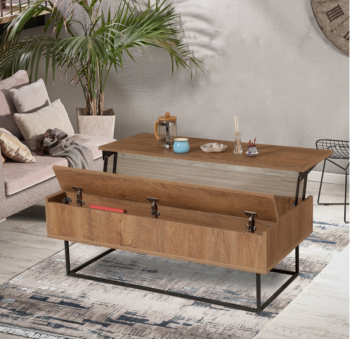 Τραπεζάκι Σαλονιού Καρυδί - Μαύρο 120 x 60 x 43 εκ GR863SPH2830