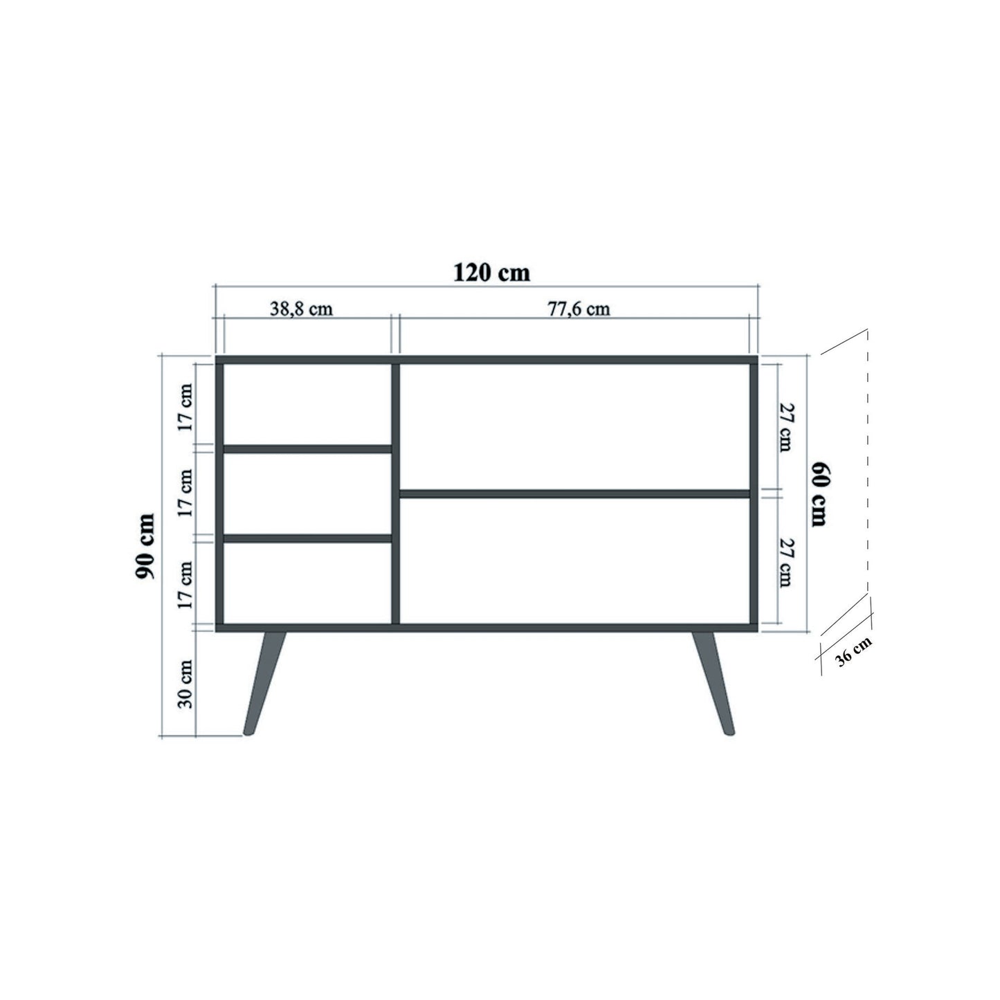 Μπουφές Sonoma Δρυς 120x36x90cm | 863SPH3419