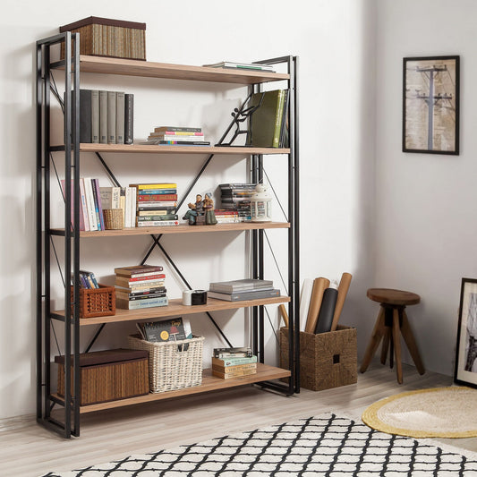 Βιβλιοθήκη Γραφείου με 5 Επίπεδα Ραφιέρα Βιομηχανικού Στιλ για το Σπίτι και το Γραφείο 180x130x35 εκ 863SPH3604