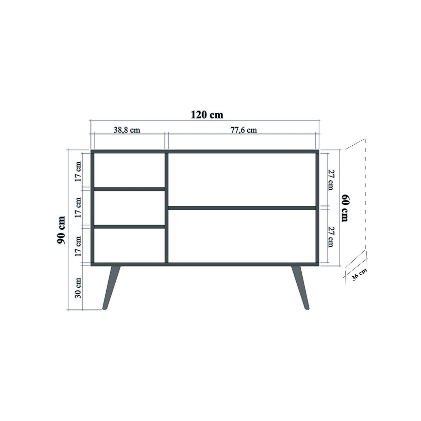 Μπουφές Sonoma Δρυς 120x36x90cm | 863SPH3941