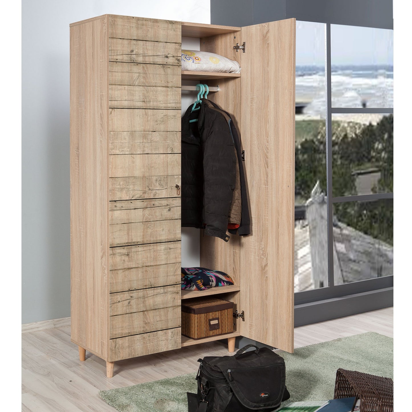 Ντουλάπα 90x192x52 εκ Sonoma Oak 863SPH4206