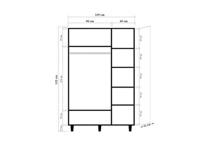 Ντουλάπα 135x192x52 εκ Sonoma Oak 863SPH4212