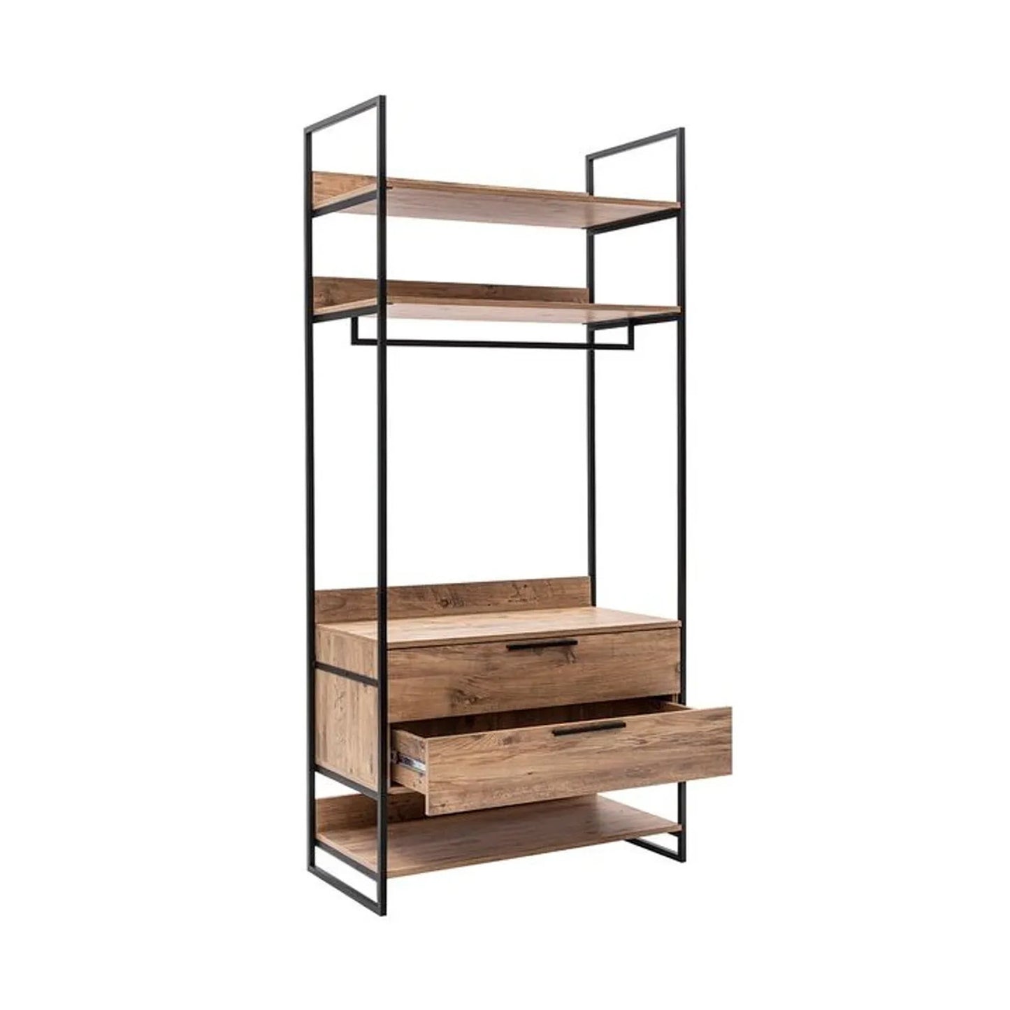 Ανοιχτή Ντουλάπα Γκαρνταρόμπα Κρεβατοκάμαρας Ράφι Κρεμάστρα Ρούχων Συρταριέρα 225x104 εκ 863SPH5414