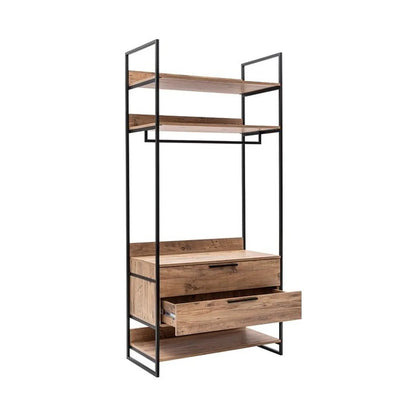 Ανοιχτή Ντουλάπα Γκαρνταρόμπα Κρεβατοκάμαρας Ράφι Κρεμάστρα Ρούχων Συρταριέρα 225x104 εκ 863SPH5414