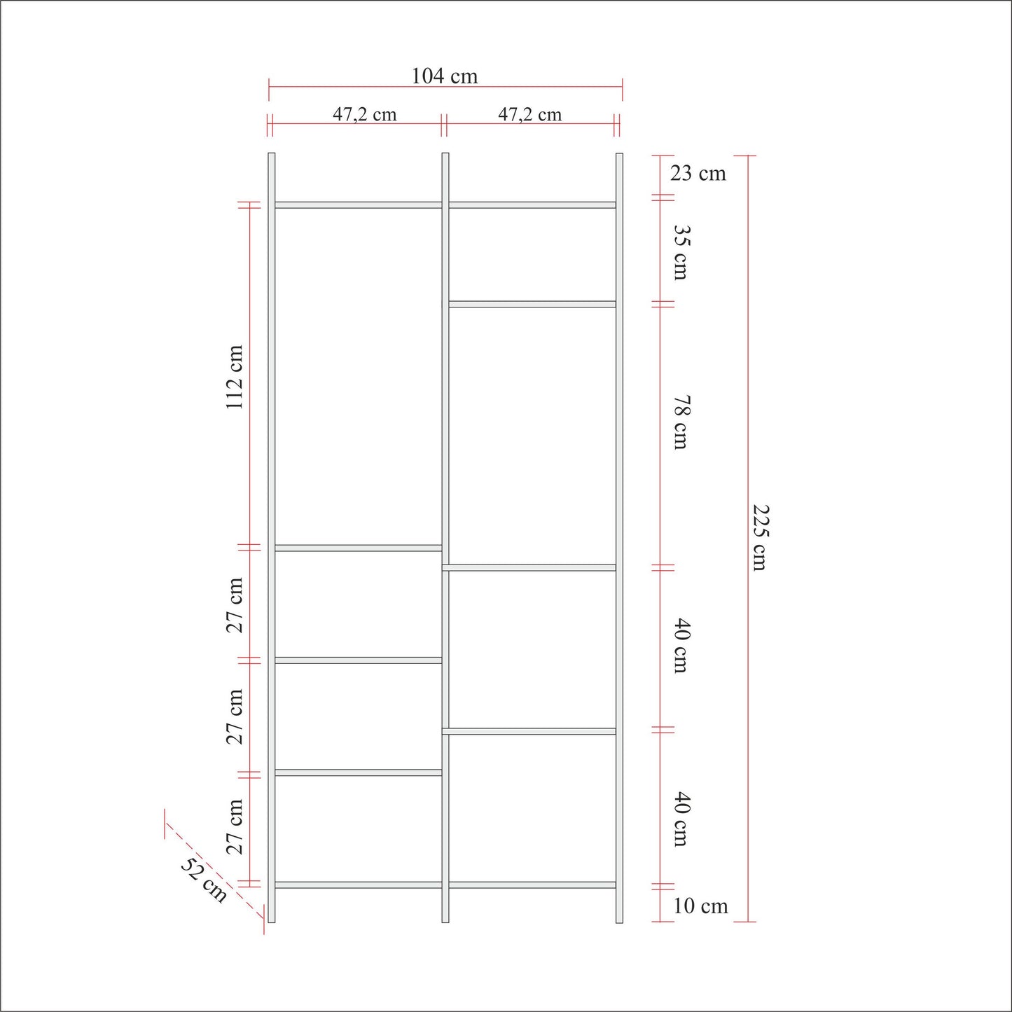 Ντουλάπα 104x225x52 εκ Πεύκο Atlantic 863SPH5448