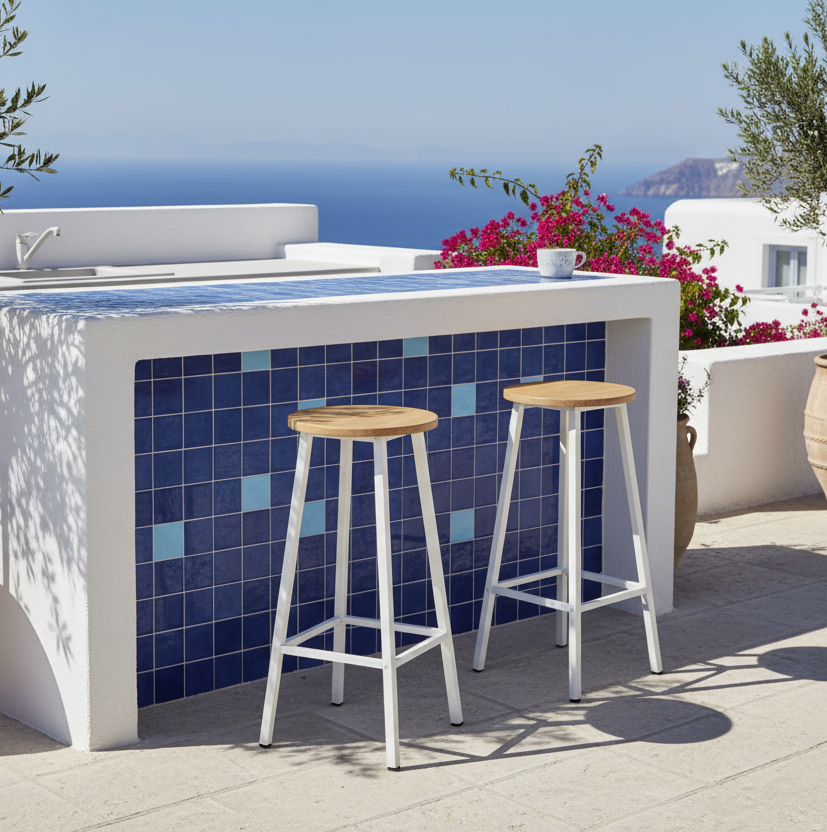 Σκαμπό για Πάσο Κουζίνας Σετ 2 τεμ Ύψος καθίσματος 65εκ Σκαμπό Μπαρ Κάθισμα Νησίδας Λευκό 869VEL1452