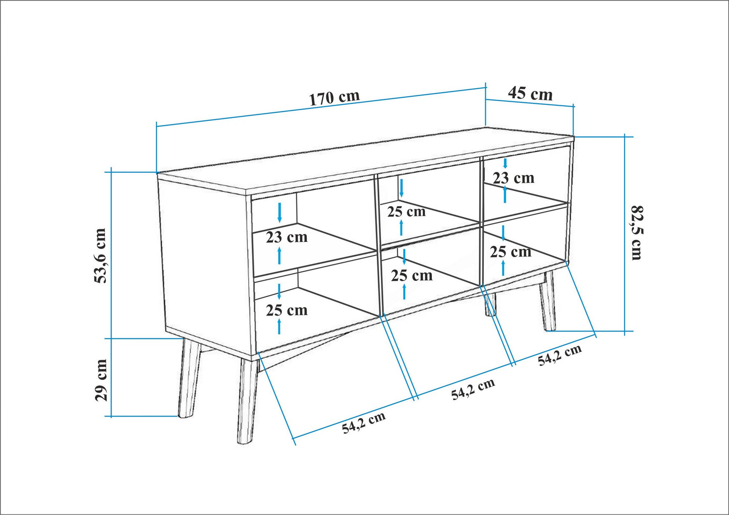 Μπουφές Καρυδί 170x45x82,5cm | 869VEL1735