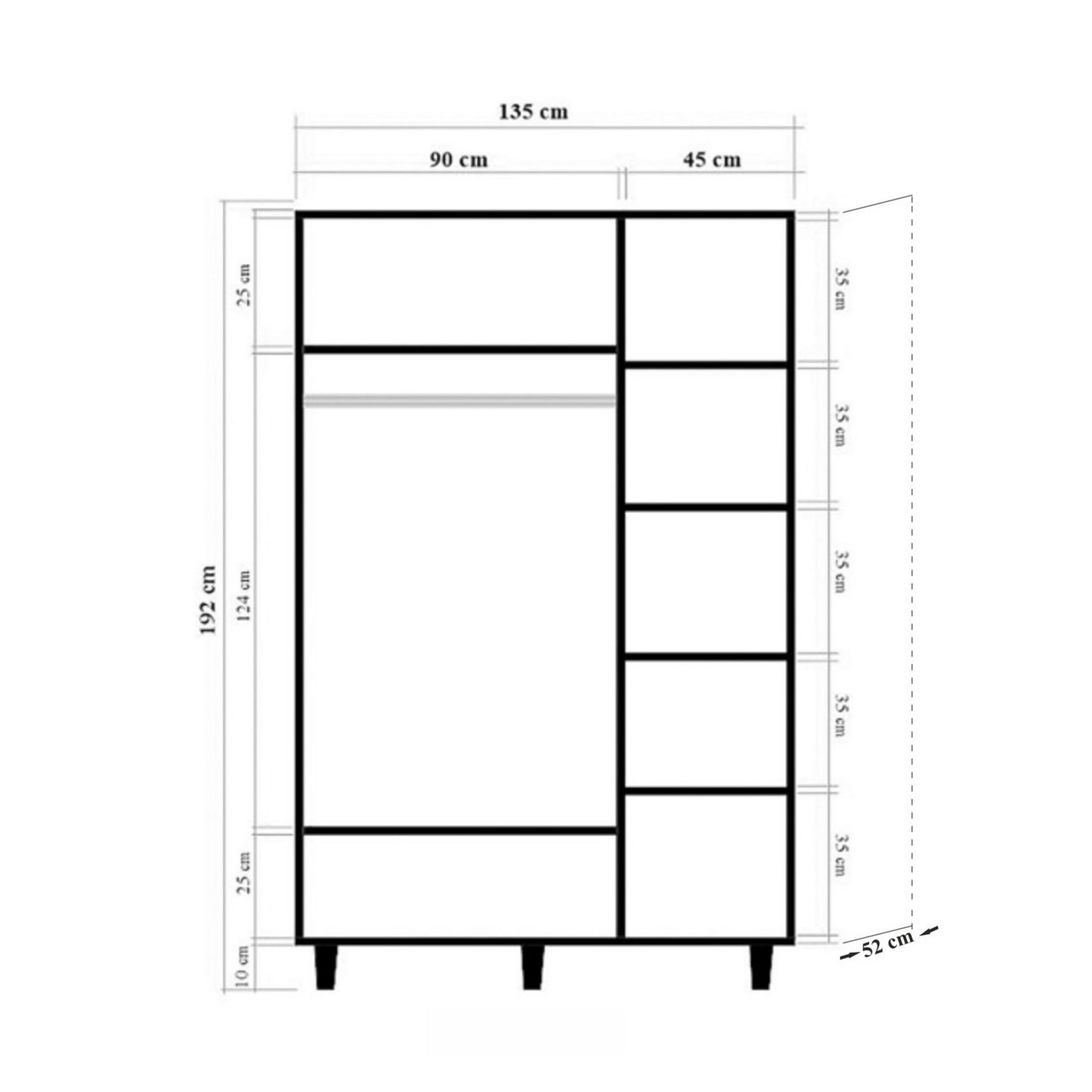 Ντουλάπα 135x192x52 εκ Sonomo 869VEL8666