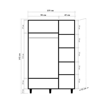 Ντουλάπα 135x192x52 εκ Sonomo 869VEL8666