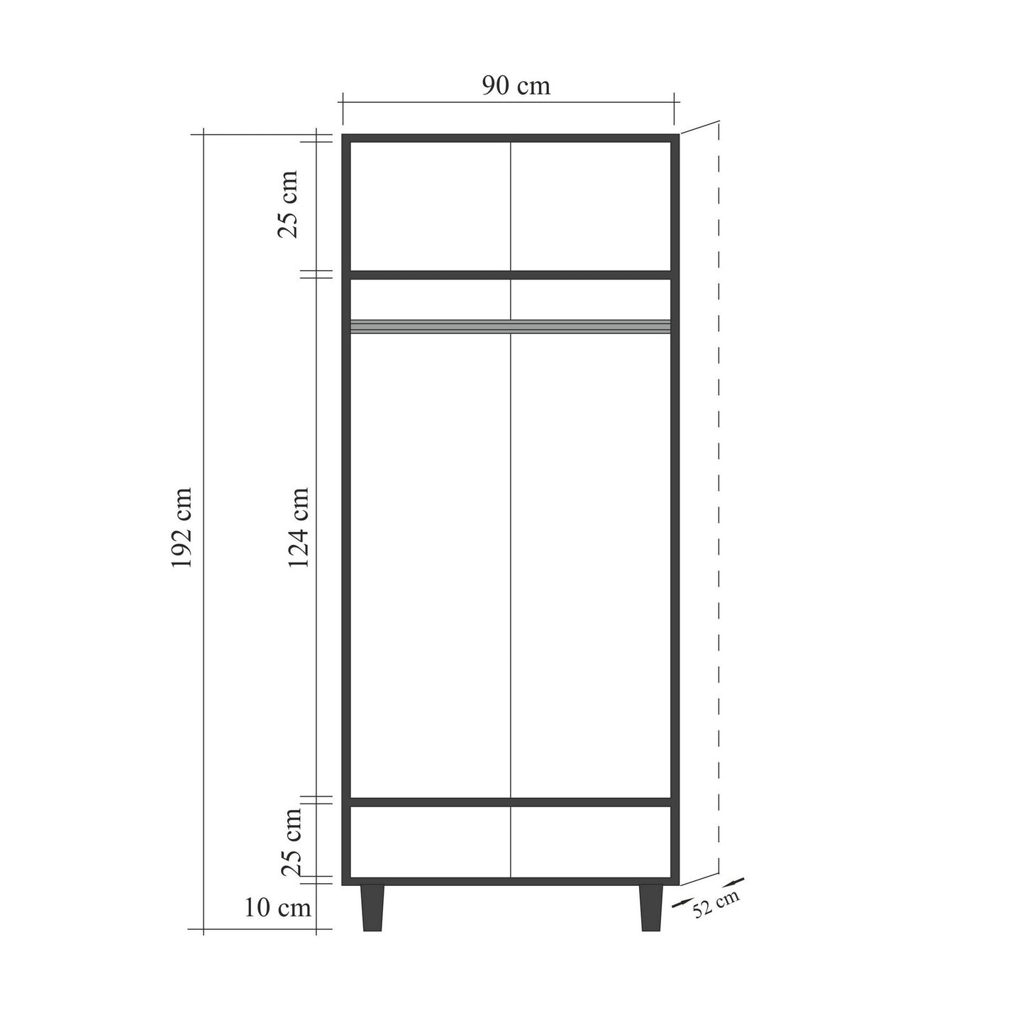 Ντουλάπα 90x192x52 εκ Sonomo 869VEL8685